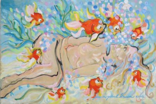 James Paul Brown: Woman Nude with Fishes