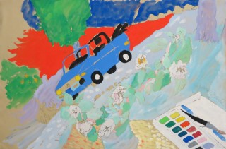 James Paul Brown: VW Rabbit, Flowers on Artist Table