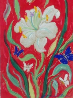 James Paul Brown: Lily with Butterflies #1