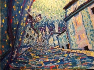 James Paul Brown: Moonlight on the steps.      Sold