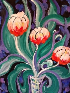 James Paul Brown: Tulips in vase